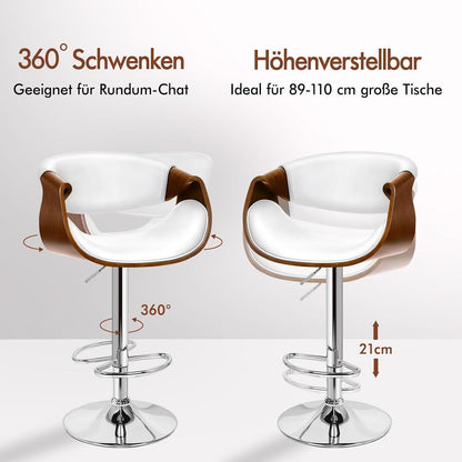 Verstellbarer Barhocker mit Fußstütze – Schwerlast, Weiß