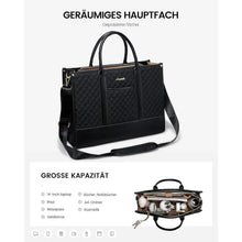 Laptoptasche Damen 14 Zoll, wasserdicht, mit Schultergurt, Schwarz