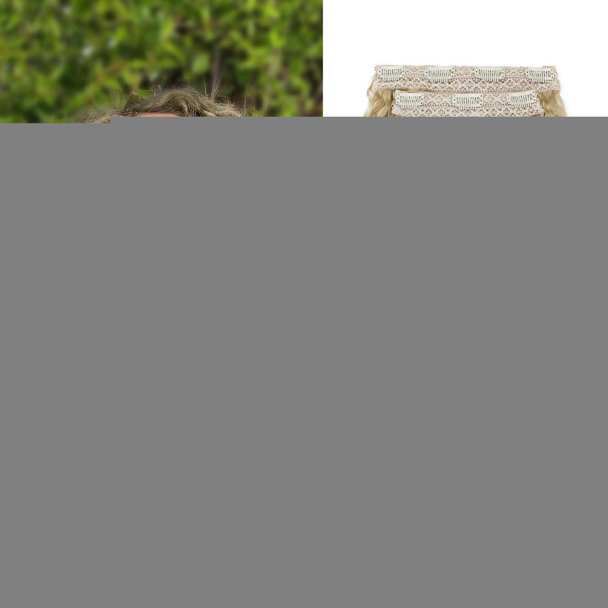 Lockige Haarverlängerung Clip-in, 50cm, Mittelblond bis Hellblond
