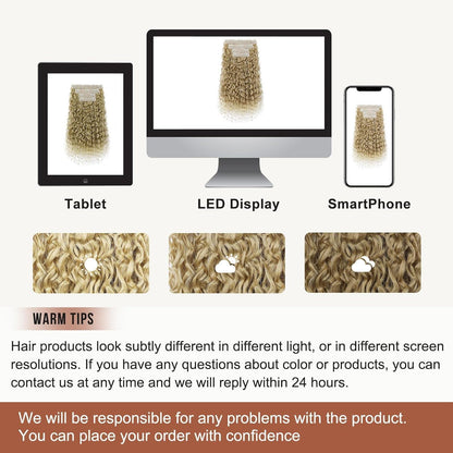Lockige Haarverlängerung Clip-in, 50cm, Mittelblond bis Hellblond
