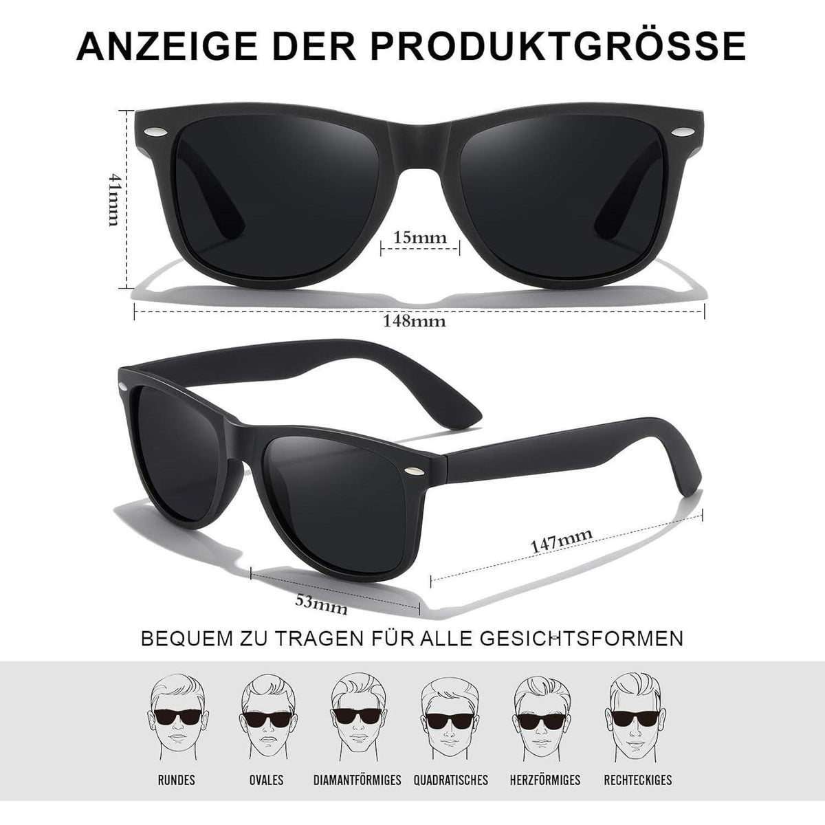 Polarisierte Sonnenbrille Unisex Retro Vintage UV400 für Sport & Freizeit