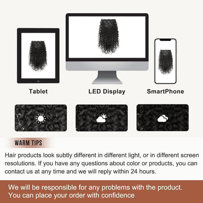 Lockige Haarverlängerung 40cm – Schwarzbraun, 100% Proteinseide