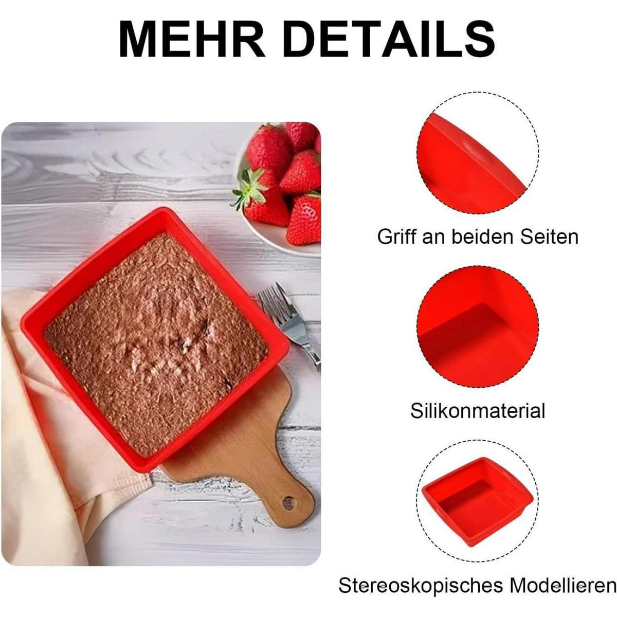2x Silikon Backform für Kuchen, Brownies & Brot
