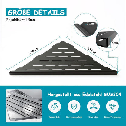 Eck-Duschregal Edelstahl Schwarz – 2er Set ohne Bohren