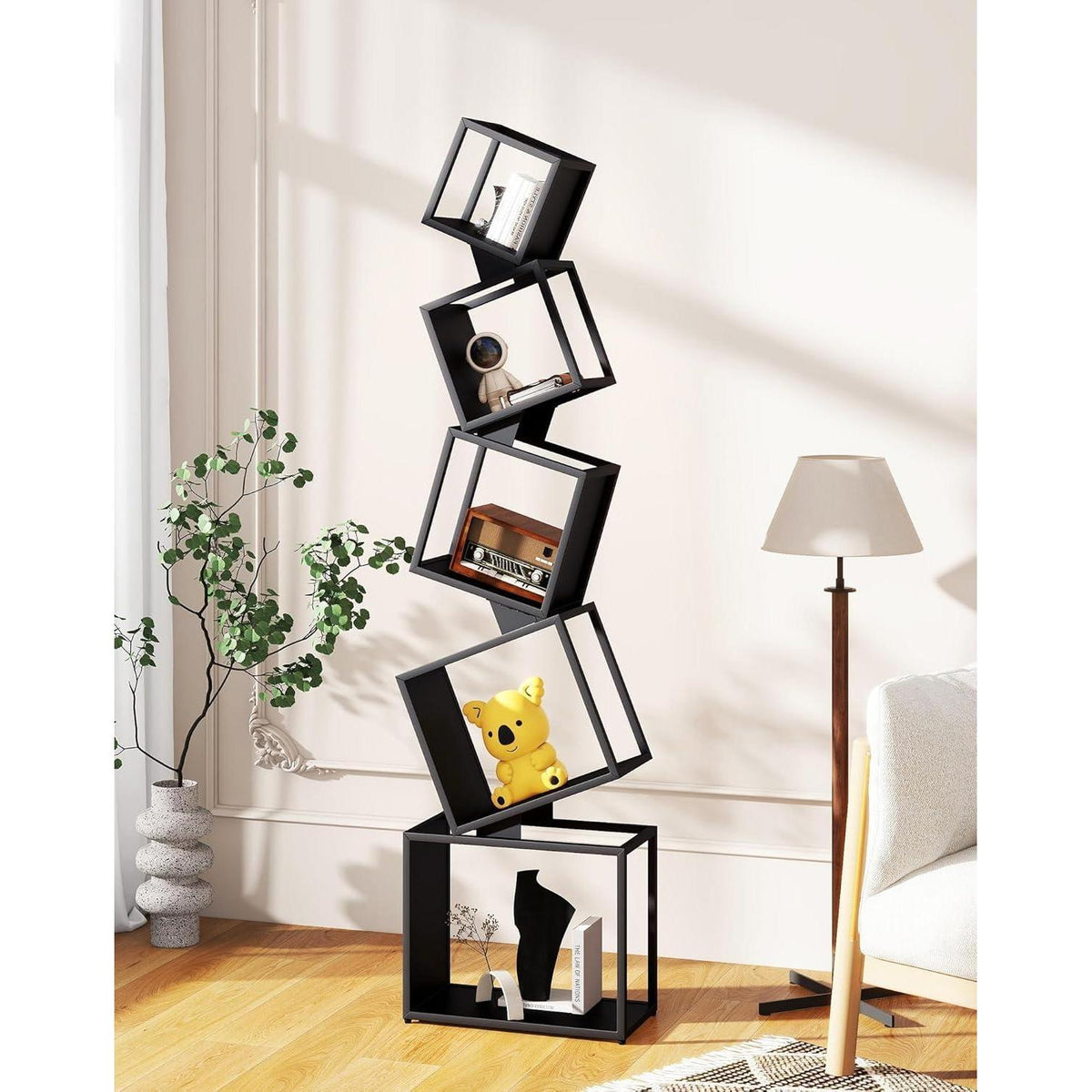 180cm Metall Bücherregal | 5 Ebenen | Robustes Standregal Schwarz