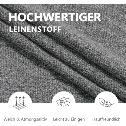 Esszimmerstühle 4er Set Dunkelgrau mit Armlehne & Leinenbezug