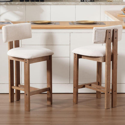 Beige Barhocker Set aus Holz mit Lehne – Komfort & Stil