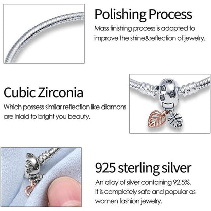 925 Sterling Silber Schlangen Gliederarmband mit Zirkonia, Damen Love Charm