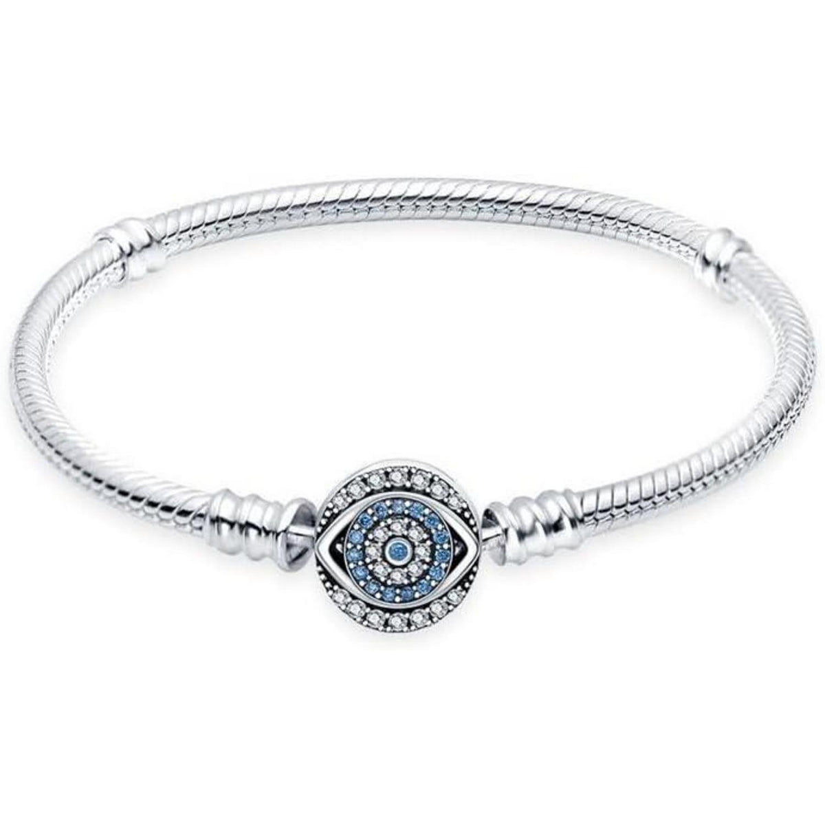 Sterling Silber Schlangen Gliederarmband mit Zirkonia, Damen Love Charm