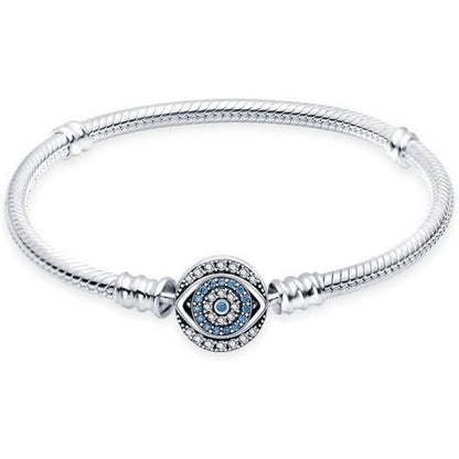 Sterling Silber Schlangen Gliederarmband mit Zirkonia, Damen Love Charm