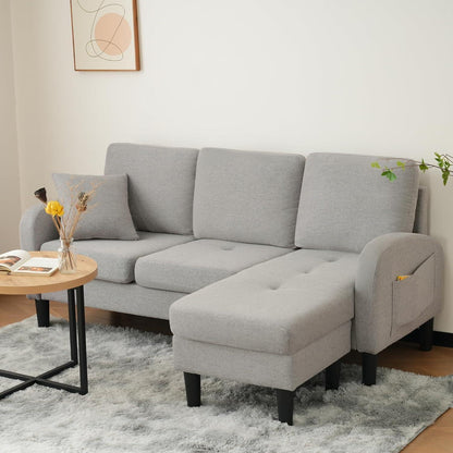 Eckcouch mit Chaiselongue – Grau, Modular & Platzsparend