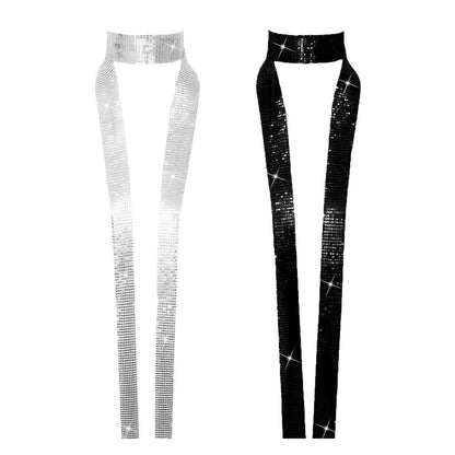 2er Set Pailletten-Schal glitzernd für Damen Schwarz/Silber