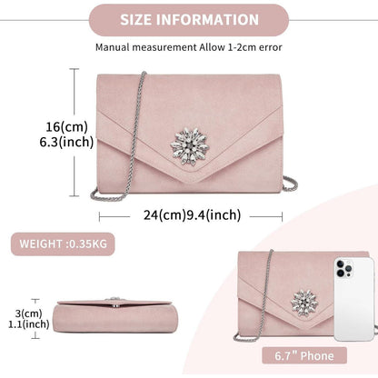 Clutch Damen Optik Leichtgewicht Umhängetasche Pink in Lederoptik