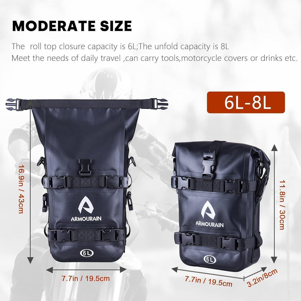 Motorrad Sturzbügel Seitentaschen Set (2x 6L, Wasserdicht)