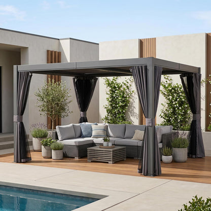 Lamellenpergola 3x3,6m – Verstellbares Dach & Entwässerung
