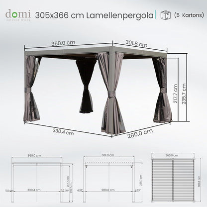 Lamellenpergola 3x3,6m – Verstellbares Dach & Entwässerung