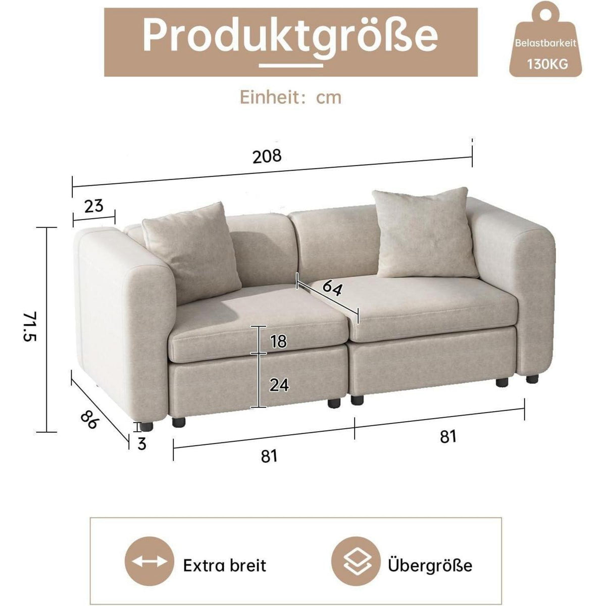 Beiges Zweisitzer-Sofa – Modernes Design für kleine Wohnzimmer