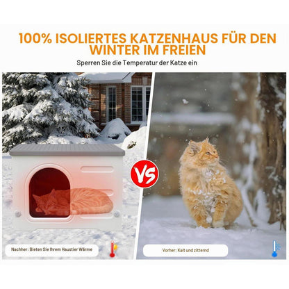Isoliertes Katzenhaus Outdoor Winterfest mit Flachdach