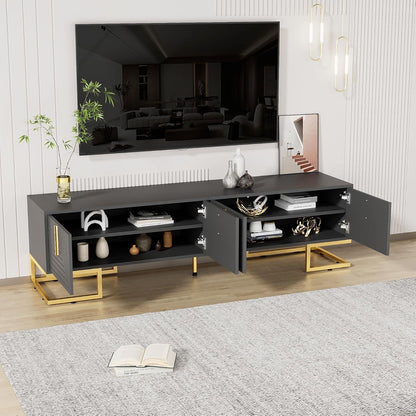 TV Lowboard Grau mit Struktur & Schubladen – 170x40x45.5cm