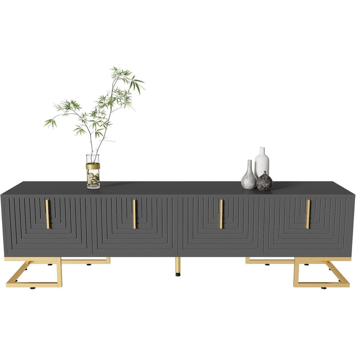 TV Lowboard Grau mit Struktur & Schubladen – 170x40x45.5cm