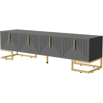 TV Lowboard Grau mit Struktur & Schubladen – 170x40x45.5cm
