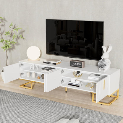 TV-Lowboard weiß mit goldenen Akzenten | 170x40x45.5cm