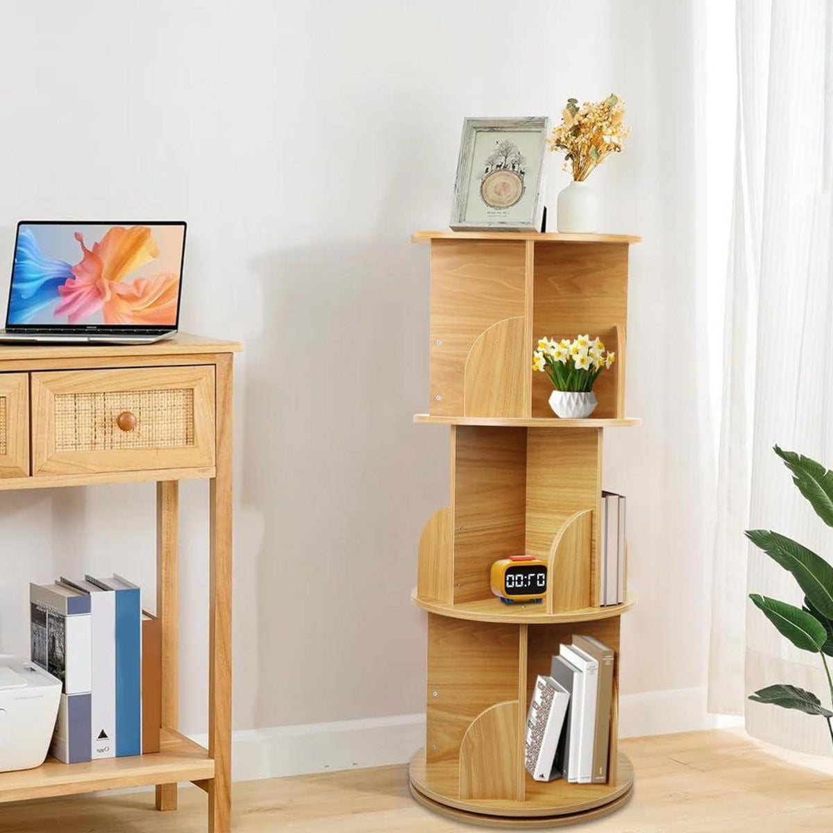 Drehbares Kinderbücherregal mit 3 Ebenen, Holz