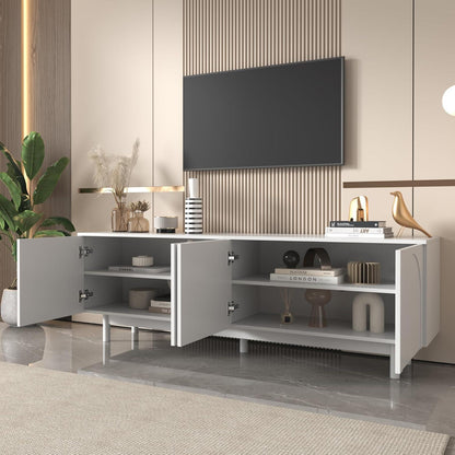 175cm TV-Kommode Weiß | Lowboard mit verstellbaren Einlegeplatten