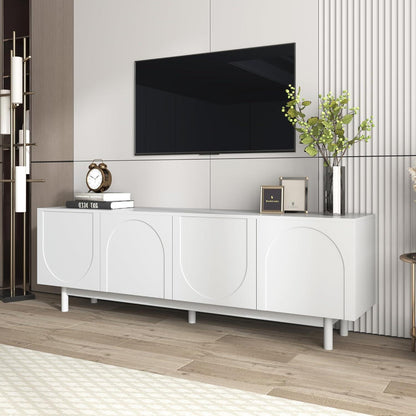 175cm TV-Kommode Weiß | Lowboard mit verstellbaren Einlegeplatten
