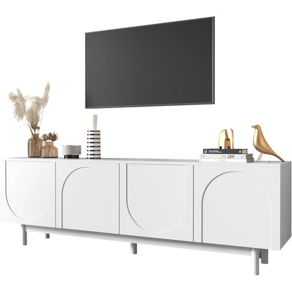 175cm TV-Kommode Weiß | Lowboard mit verstellbaren Einlegeplatten