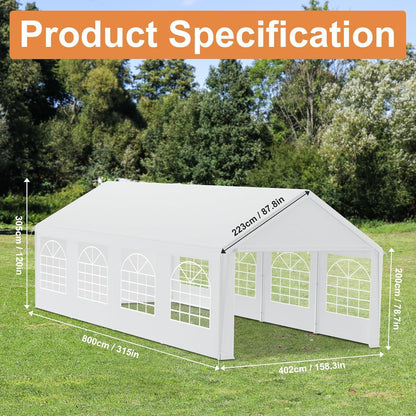 Party Zelt 4x8m Weiß – Wasserdicht & Stabil für Garten & Events