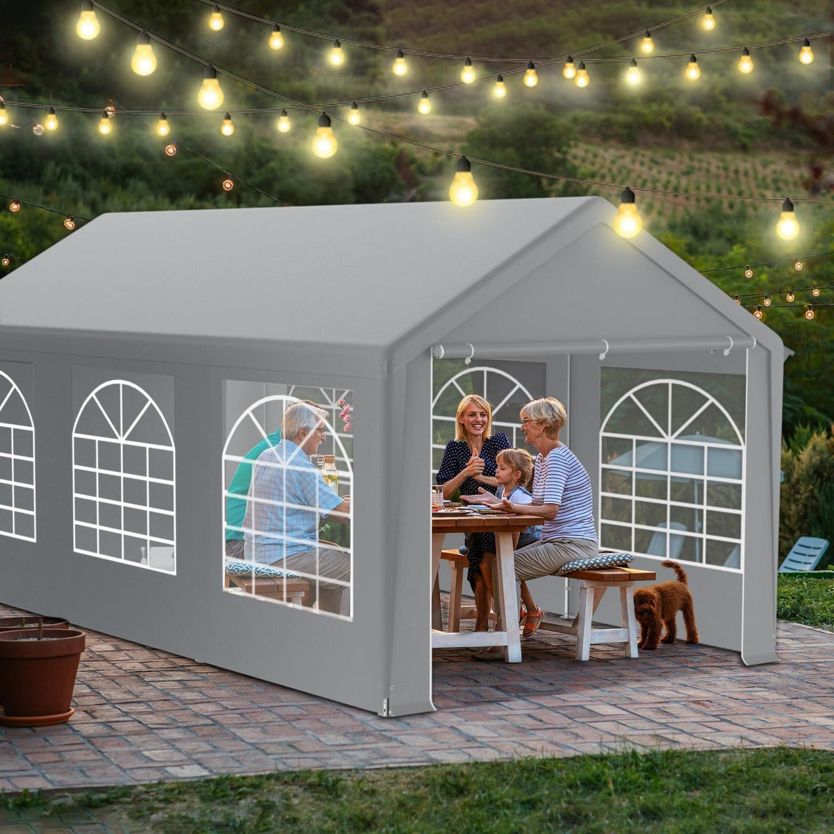 Party Zelt 3x6m Grau – Wasserdicht & Stabil für Garten & Events