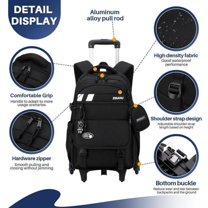 3er-Set Schulranzen mit Rollen – Kinder Schultasche Trolley Rucksack
