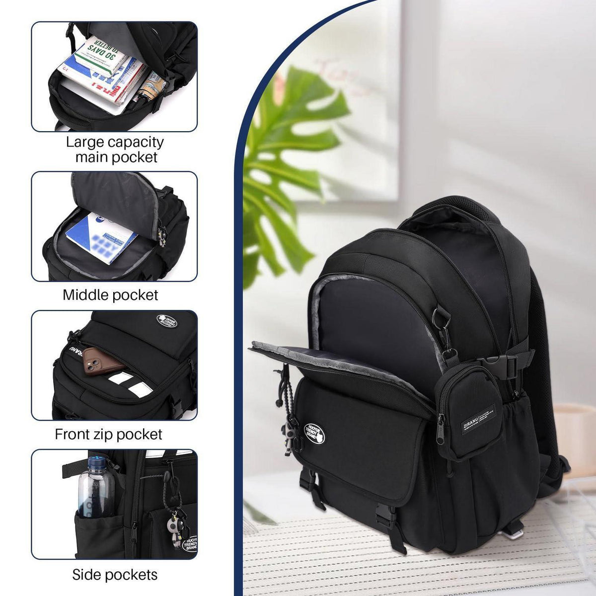 3er-Set Schulranzen mit Rollen – Kinder Schultasche Trolley Rucksack
