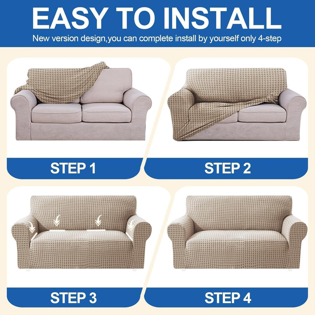 Stretch Sofaüberzug 2 Sitzer – Rutschfest & Jacquard