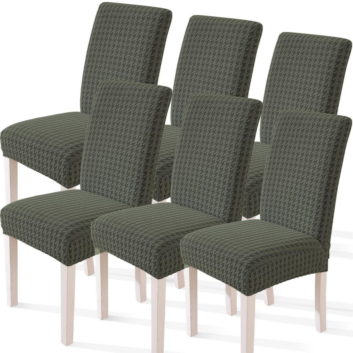 Stretch Stuhlhussen 6er Set – Abnehmbar & Waschbar – Militärgrün