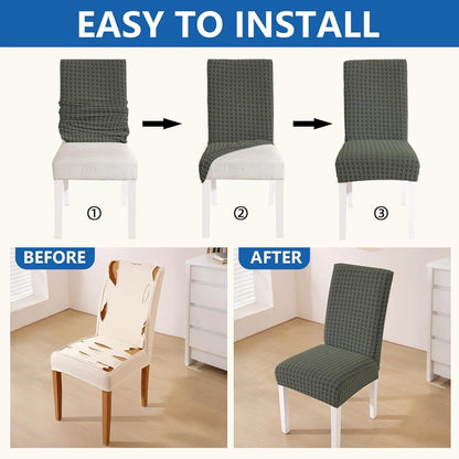 Stretch Stuhlhussen 6er Set – Abnehmbar & Waschbar – Militärgrün