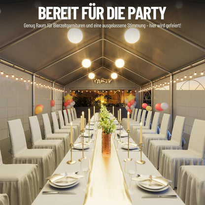 Pavillon 4x8 mit Seitenwänden – Partyzelt für Gartenfeste