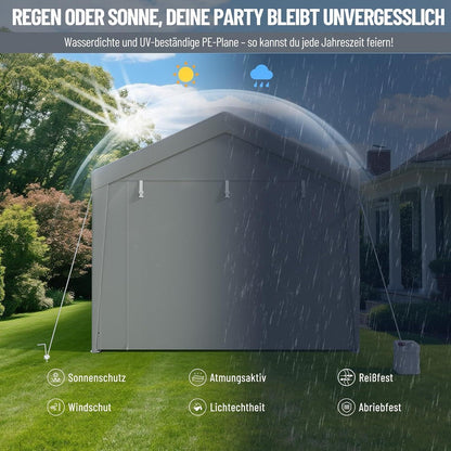 Pavillon 4x8 mit Seitenwänden – Partyzelt für Gartenfeste