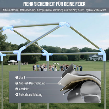 Pavillon 4x8 mit Seitenwänden – Partyzelt für Gartenfeste