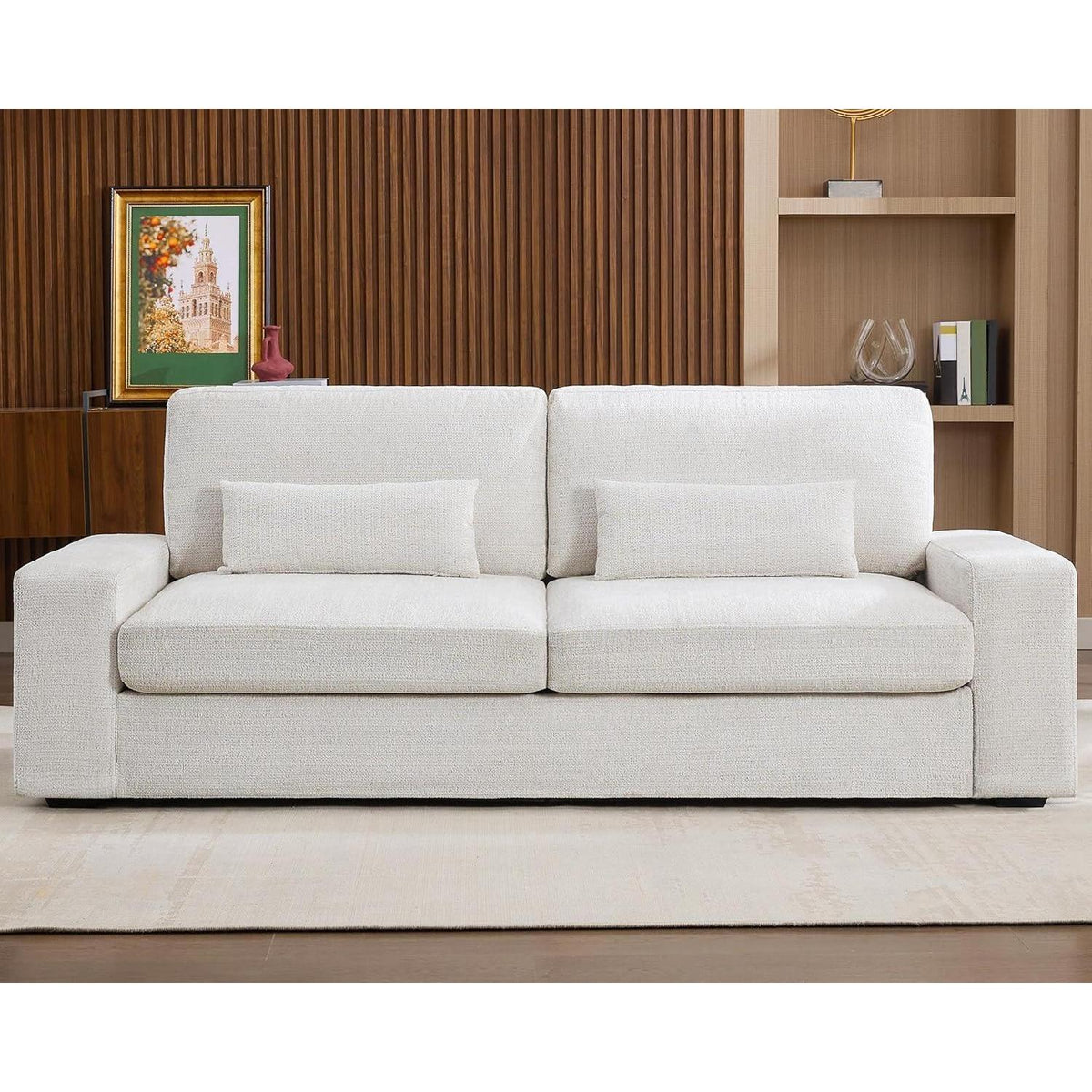 3-Sitzer Sofa 220cm Beige Chenille – Modern & Komfortabel