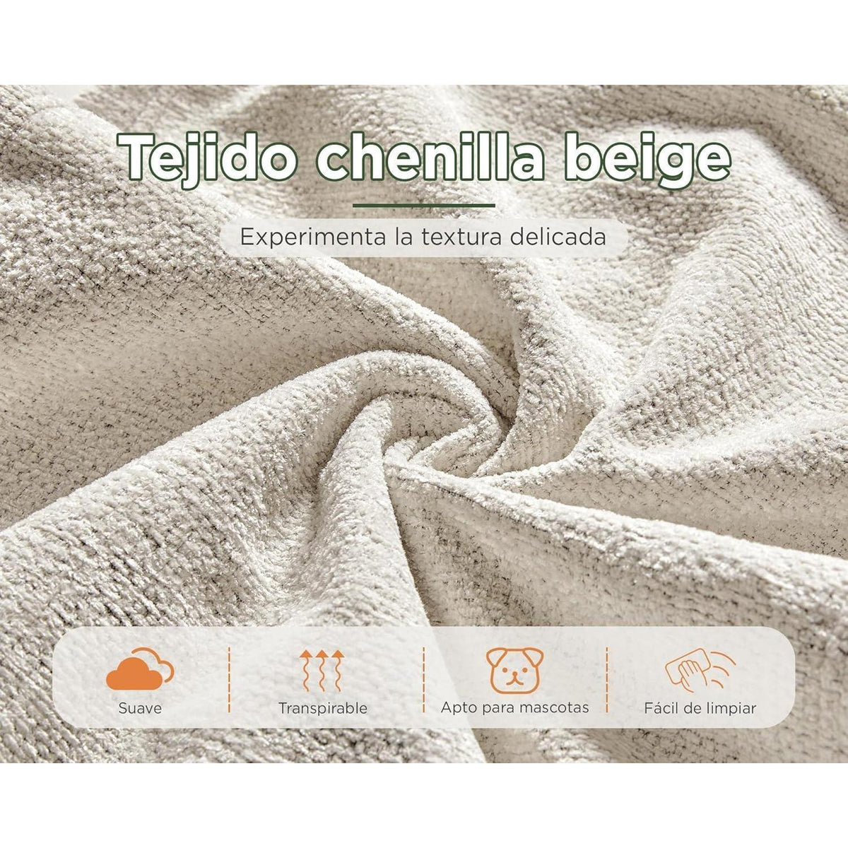 3-Sitzer Sofa 220cm Beige Chenille – Modern & Komfortabel