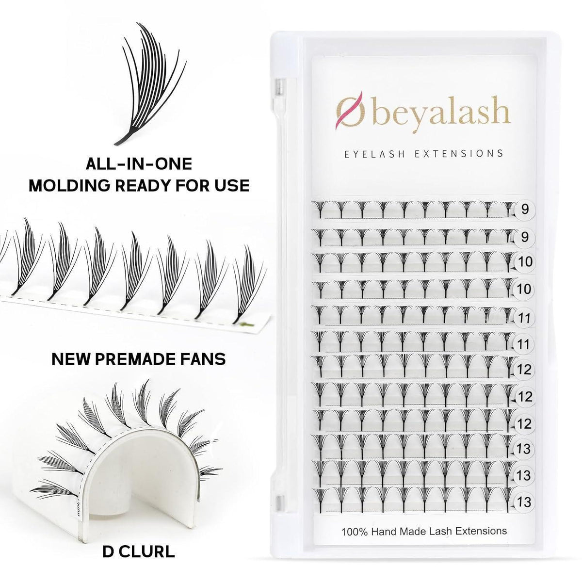 Vorgefertigte Wimpernextensions 120 Fächer – Wings Lash Schwarz