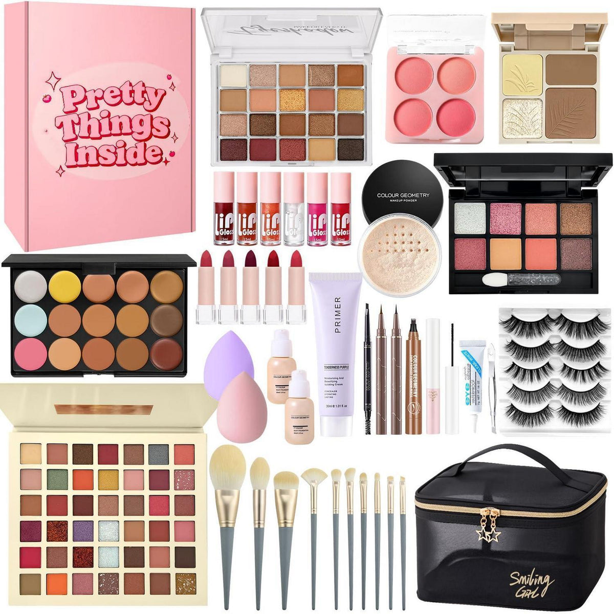 Komplettes Make-Up Set für Damen – Kosmetik Geschenkset mit Reisetasche