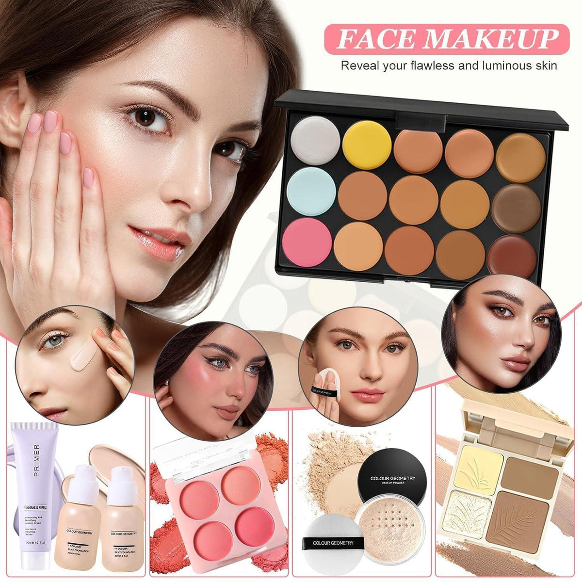 Komplettes Make-Up Set für Damen – Kosmetik Geschenkset mit Reisetasche
