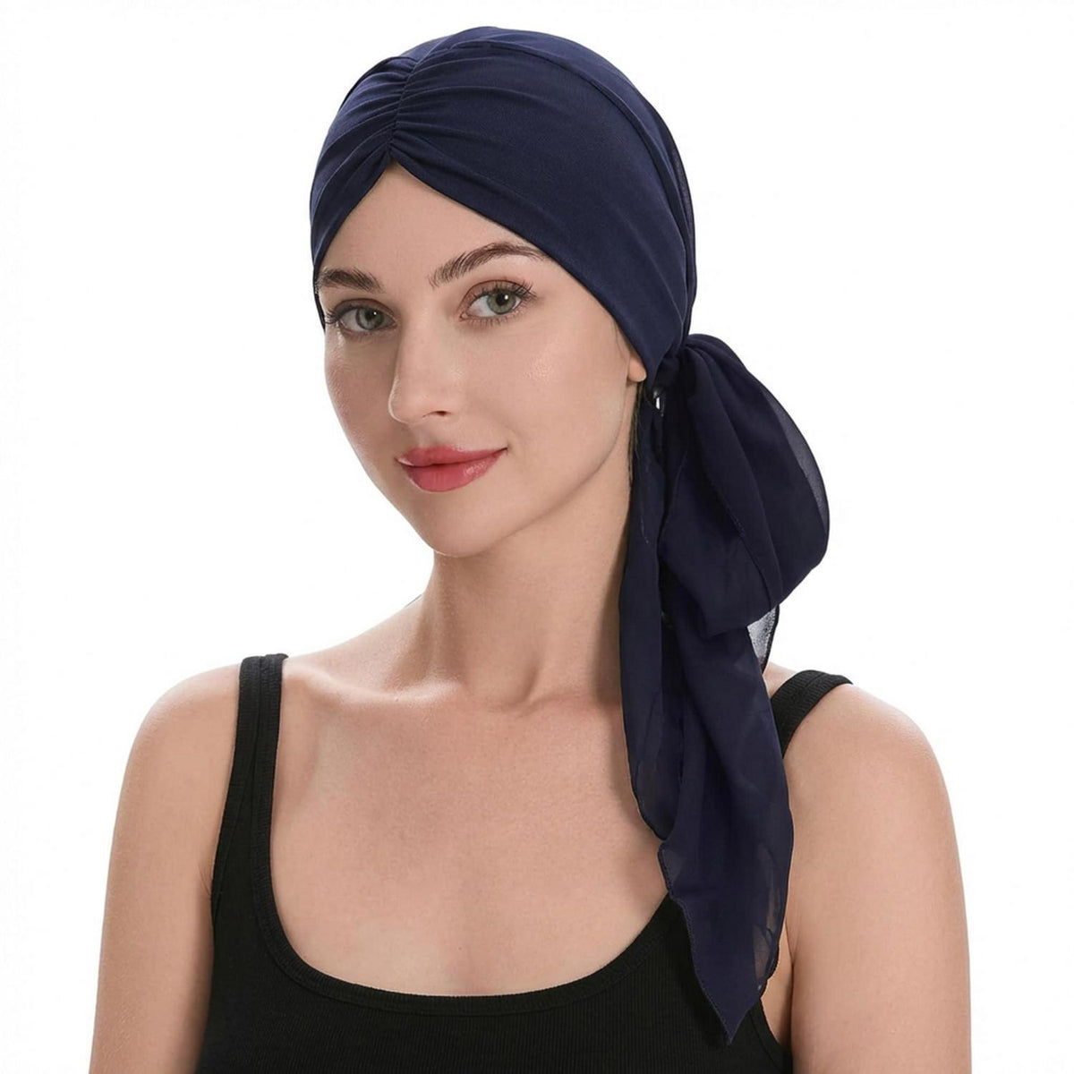 Damen Turban Kopftuch Navy - Bequeme Kopfbedeckung