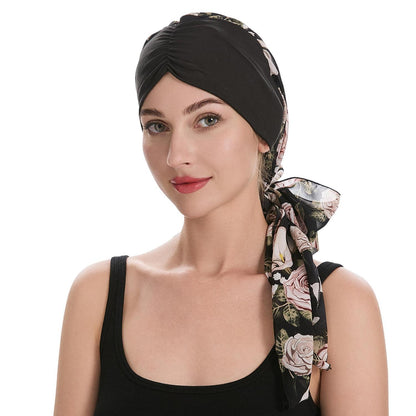 Damen Turban Kopftuch Rosa/Schwarz – Bequeme Kopfbedeckung
