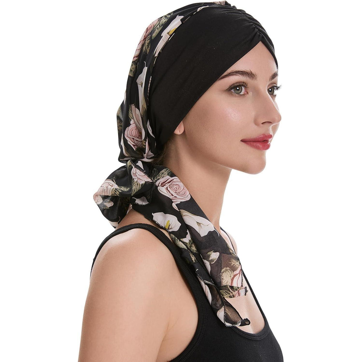 Damen Turban Kopftuch Rosa/Schwarz – Bequeme Kopfbedeckung
