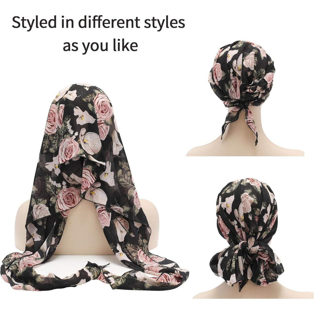 Damen Turban Kopftuch Rosa/Schwarz – Bequeme Kopfbedeckung