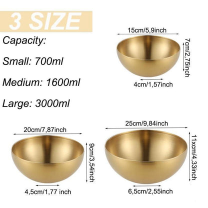 Reisschüsseln Edelstahl Gold Koreanisch 3er Set 15-25cm